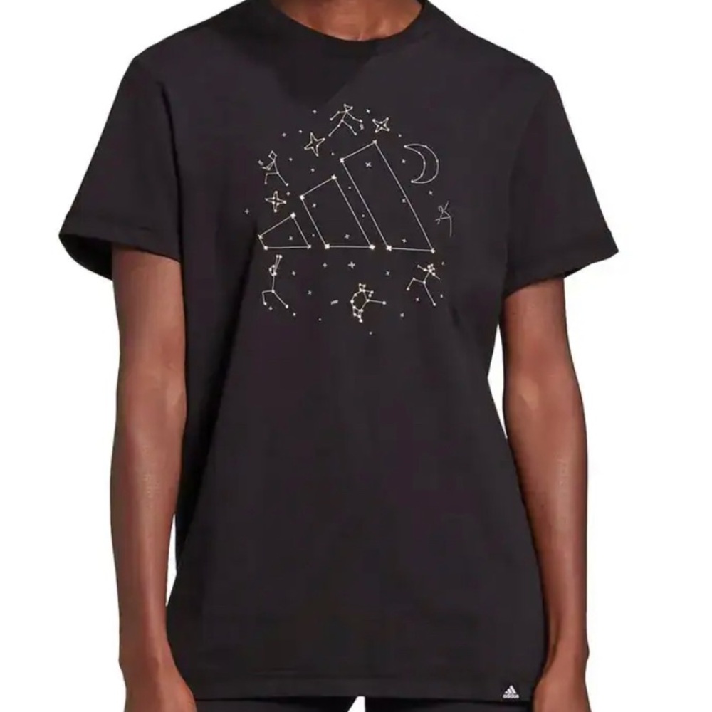 adidas Black Tee with Starry Logo Graphic